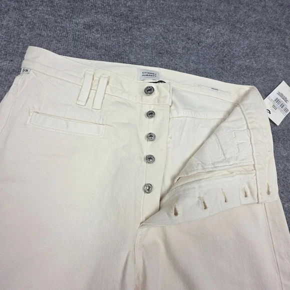 Citizens of Humanity Gaucho Trousers Pants Women's 28 Ivory Wide Leg NWT *Marks - Picture 2 of 16